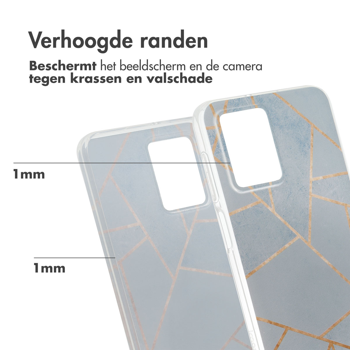 Telefoonhoesjes met verhoogde randen. Twee telefoonhoesjes met 1 mm verhoogde randen.