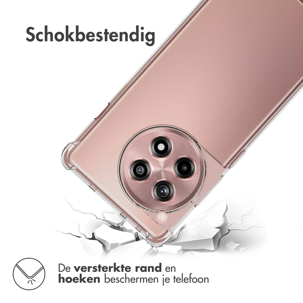 Telefono oro rosa in custodia trasparente, cade e spacca il suolo. Angoli rinforzati proteggono.