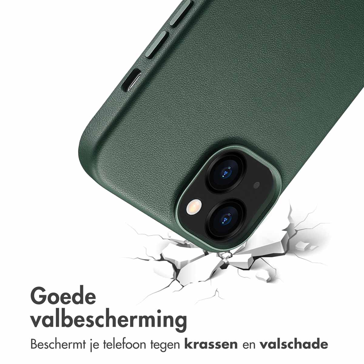Coque de téléphone frappant le sol, causant des fissures. Un téléphone est à l'intérieur.