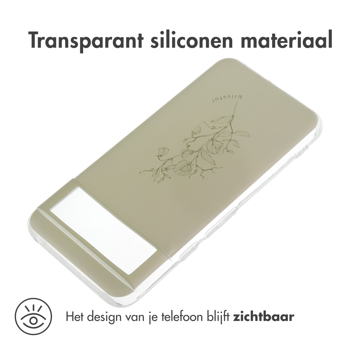 Transparente Handyhülle mit floralem Design.