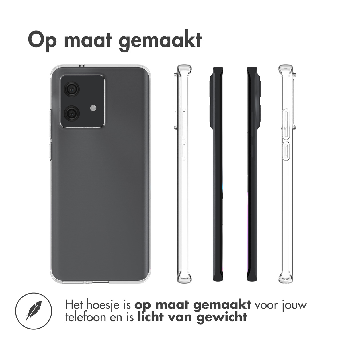 Plusieurs coques de téléphone de différentes couleurs. Toutes sont transparentes.