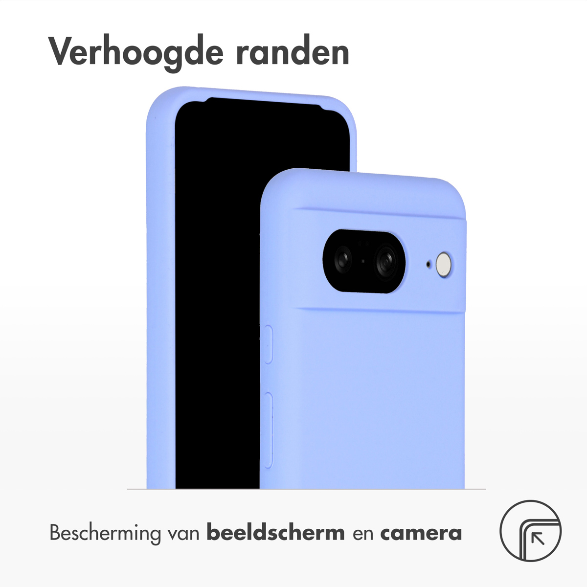 Deux téléphones et une coque bleue. La coque protège l'écran et l'appareil photo.
