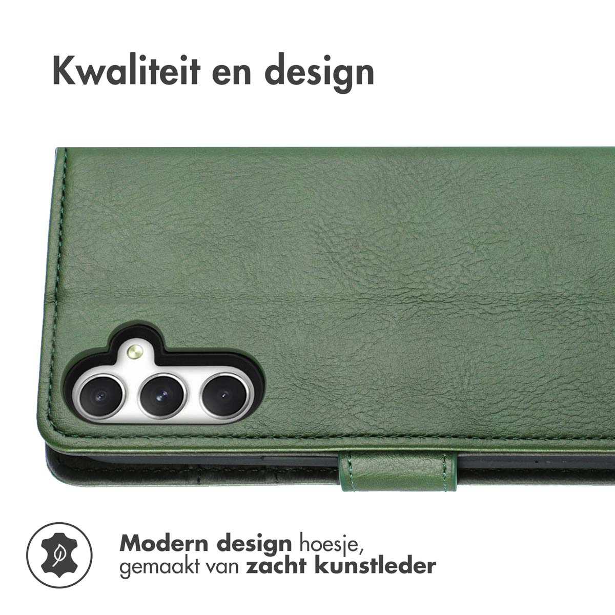Coque de téléphone verte avec détails de caméra. Gros plan.