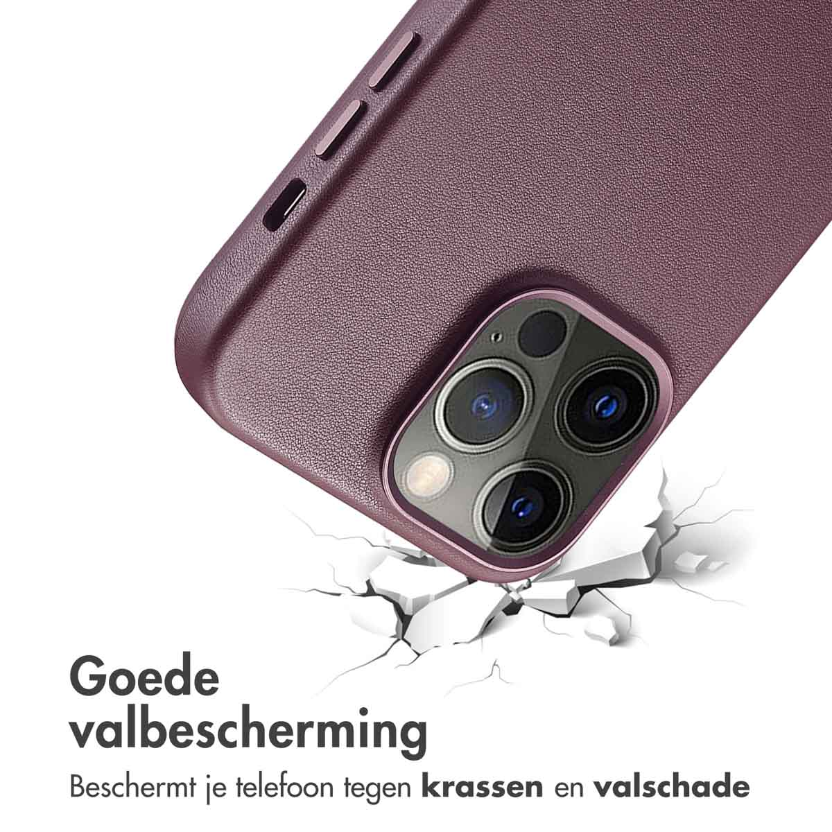 Telefoonhoesje met een paarse kleur en goede valbescherming. Beschermt de telefoon tegen krassen en schade.