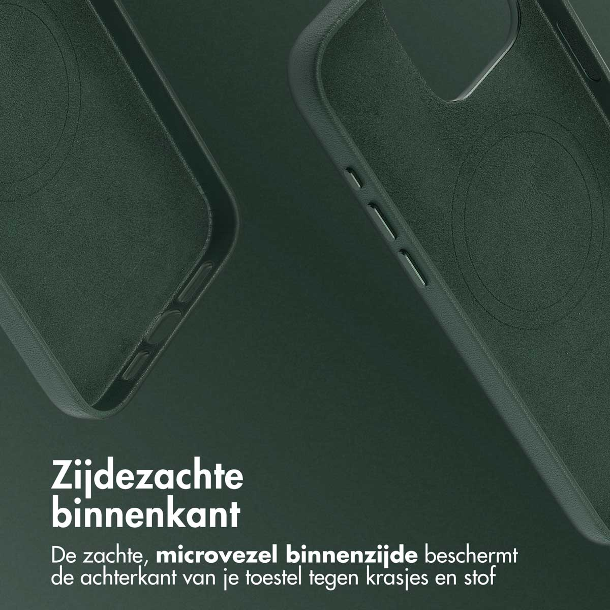 ACCEZZ MagSafe Leather Backcover - Geschikt voor Apple iPhone 15 Pro Max - Telefoonhoesje voor Apple iPhone 15 Pro Max Donkergroen