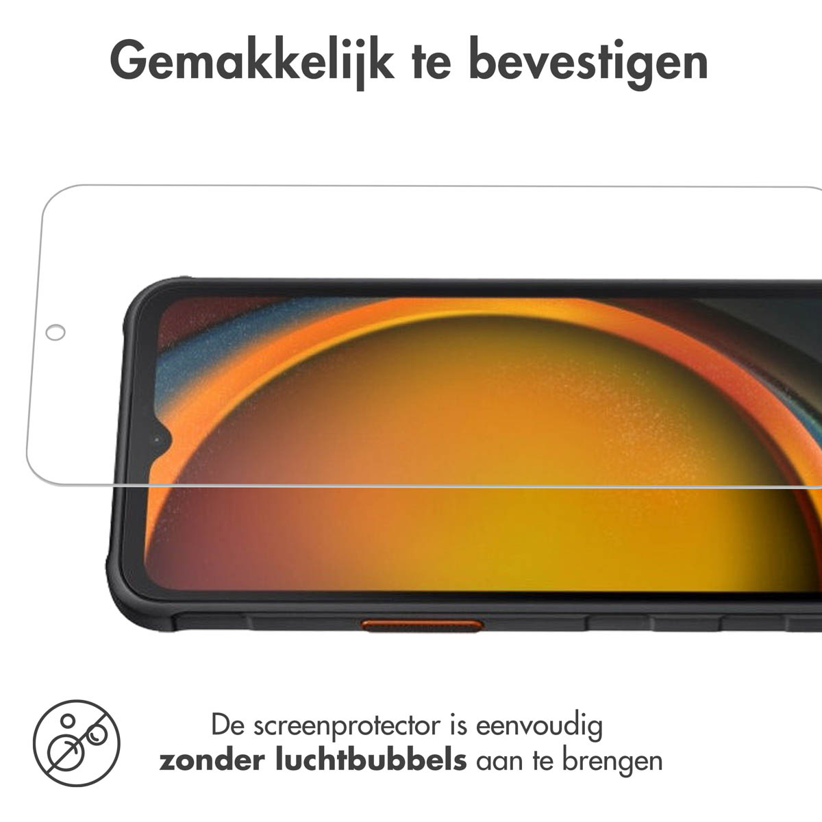 Schermbeschermer op een telefoon, gemakkelijk aan te brengen zonder luchtbellen.