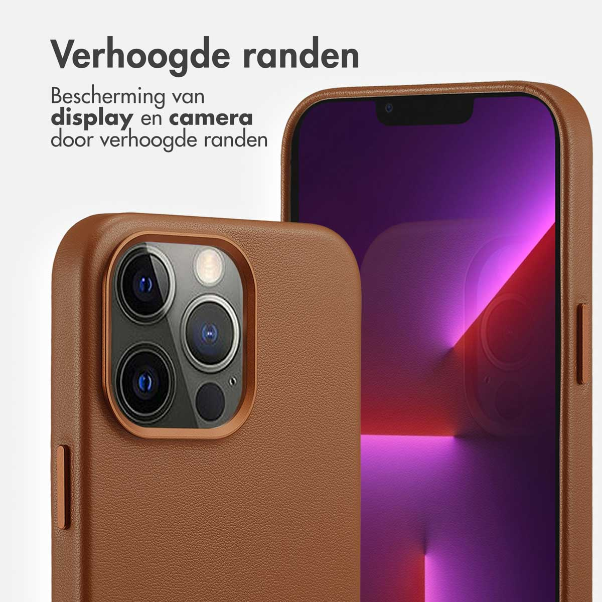 Une coque de téléphone marron avec un écran noir. L'arrière-plan est flou.