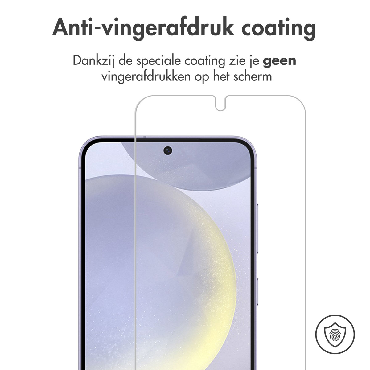 Een telefoonscherm met een aangebrachte schermbeschermer.