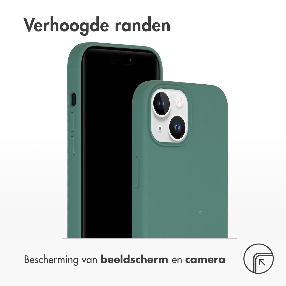 Twee telefoons, één in een hoesje. De hoes en telefoon zijn groen met een zwart scherm.