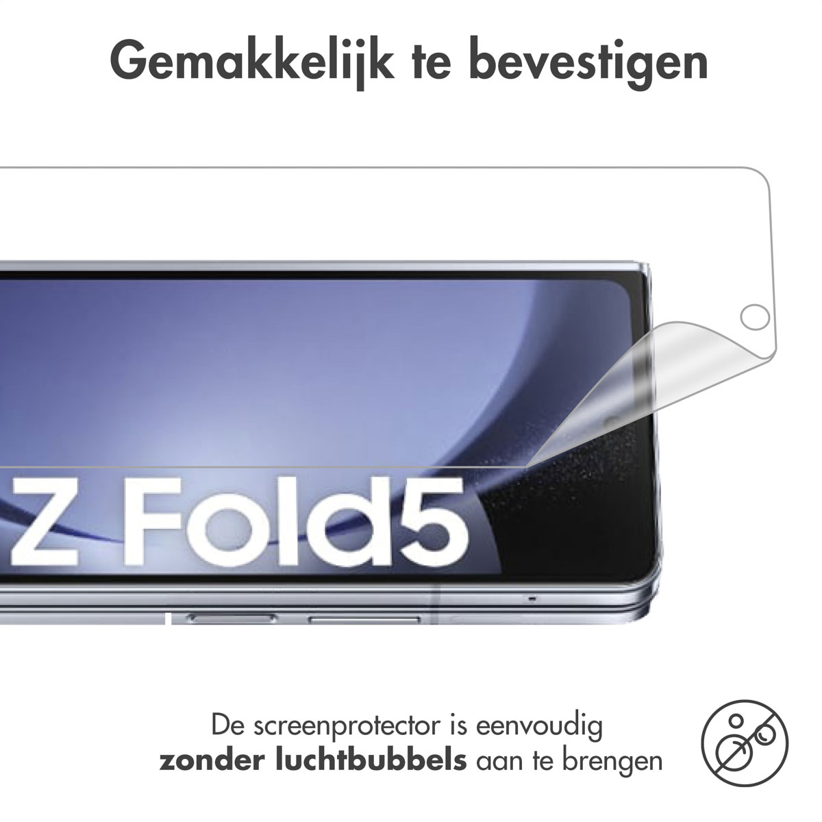 Een telefoonscherm met een schermbeschermer die wordt aangebracht. De beschermer is helder.