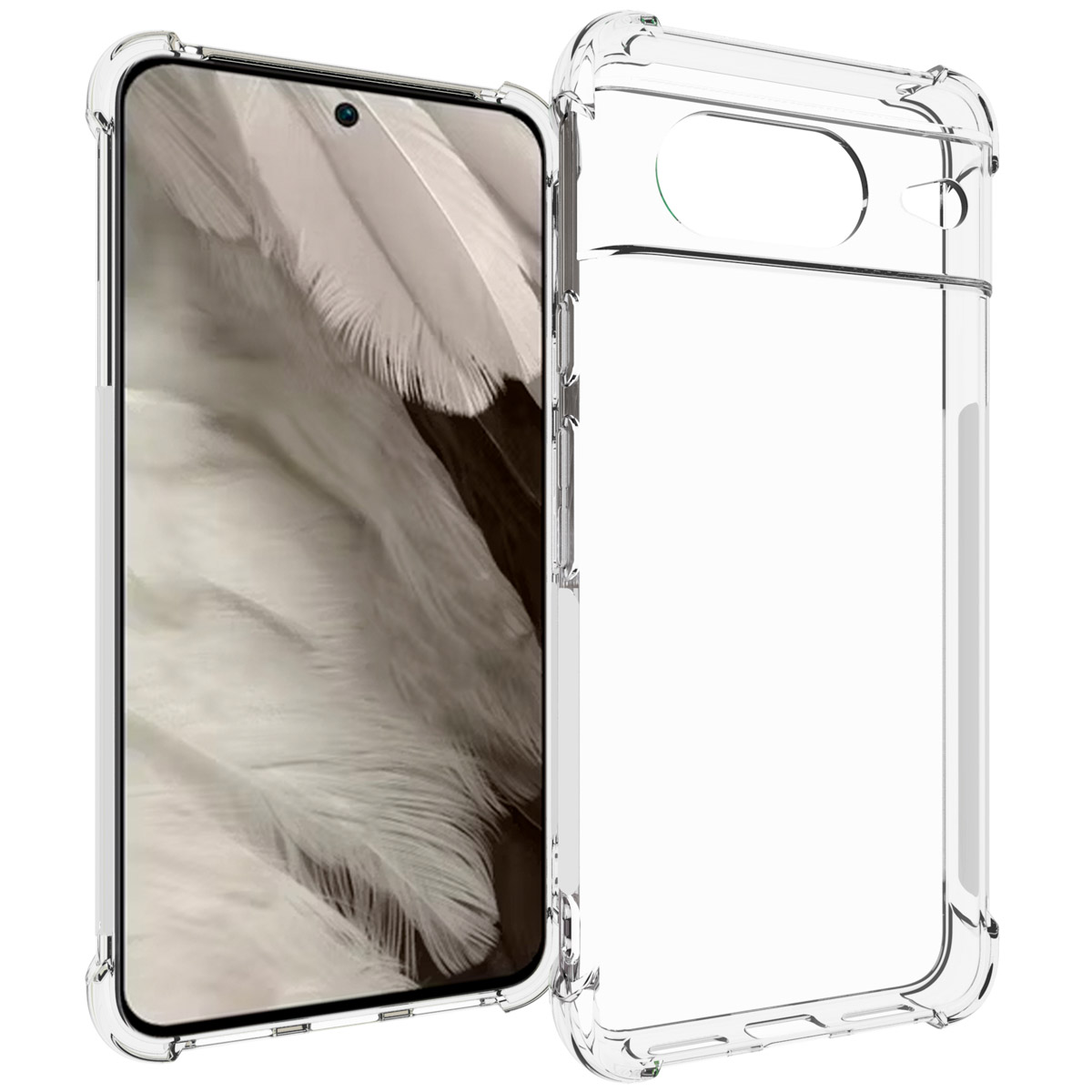 Coque de téléphone transparente. L'écran du téléphone est visible.