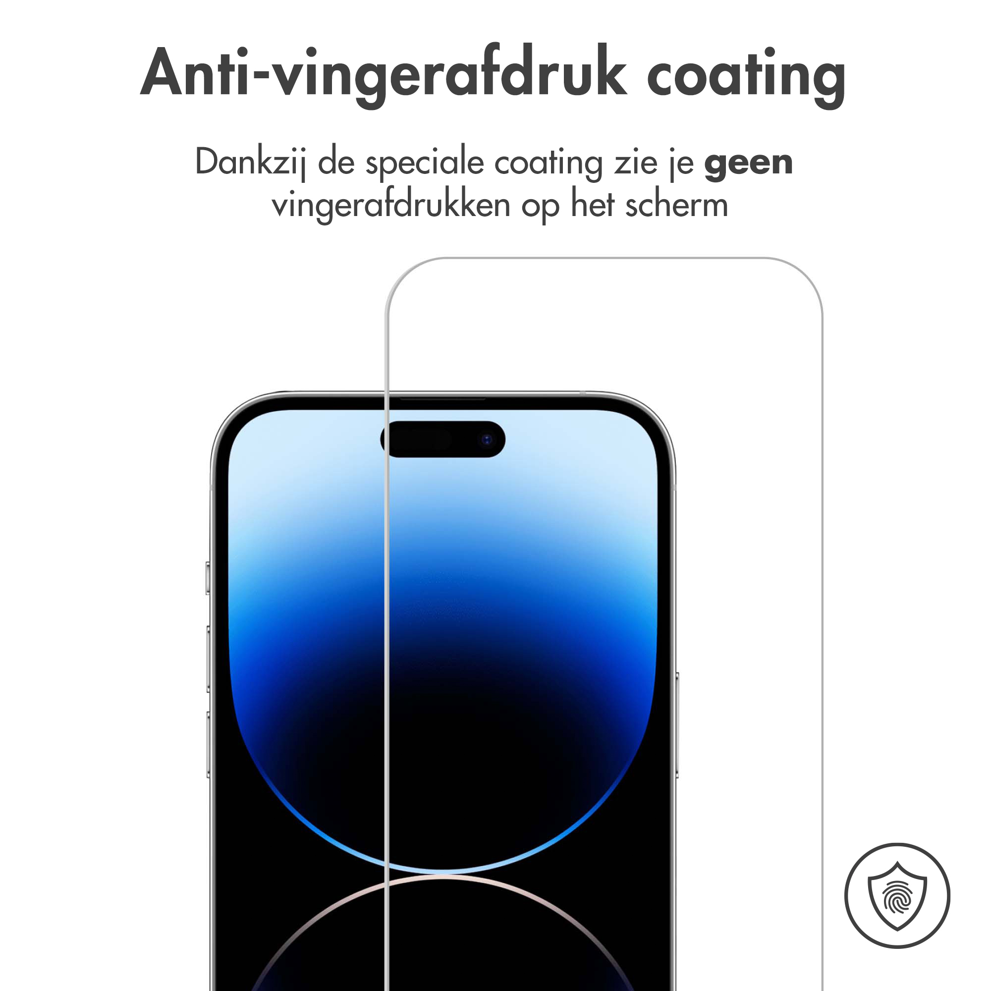 Phone screen protector. Shows a screen, with a clean surface. Anti-fingerprint.