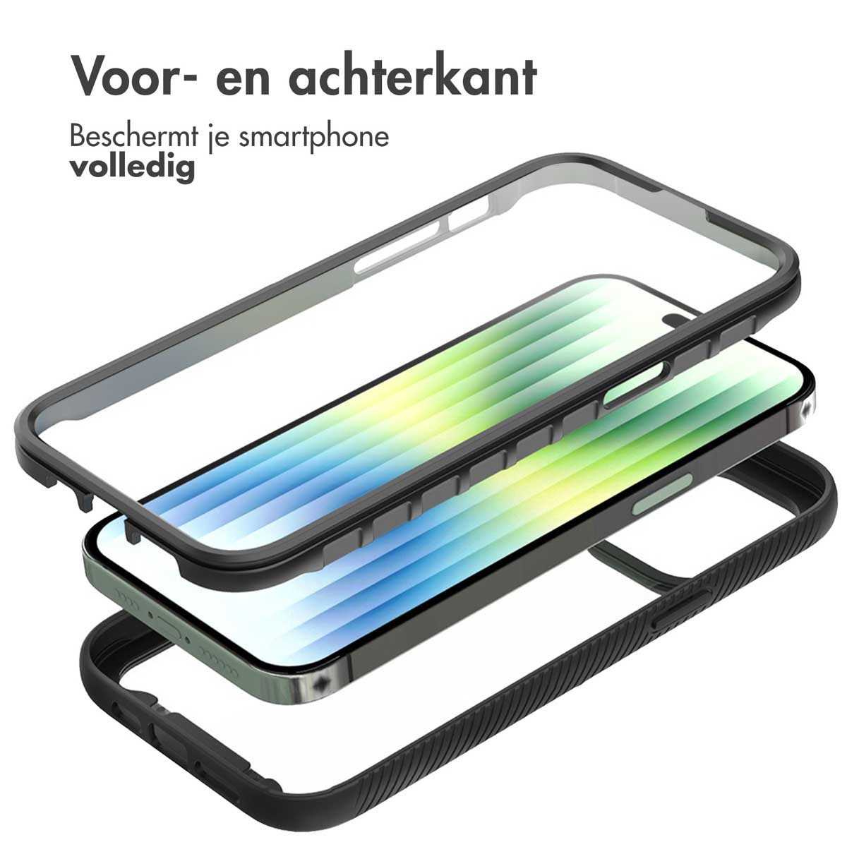 Coque de téléphone. Le téléphone est superposé dans la coque.
