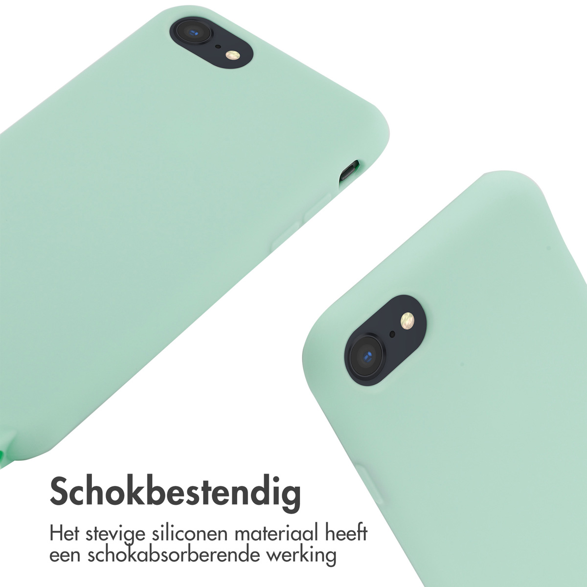 Coques de téléphone vert menthe, deux angles différents.