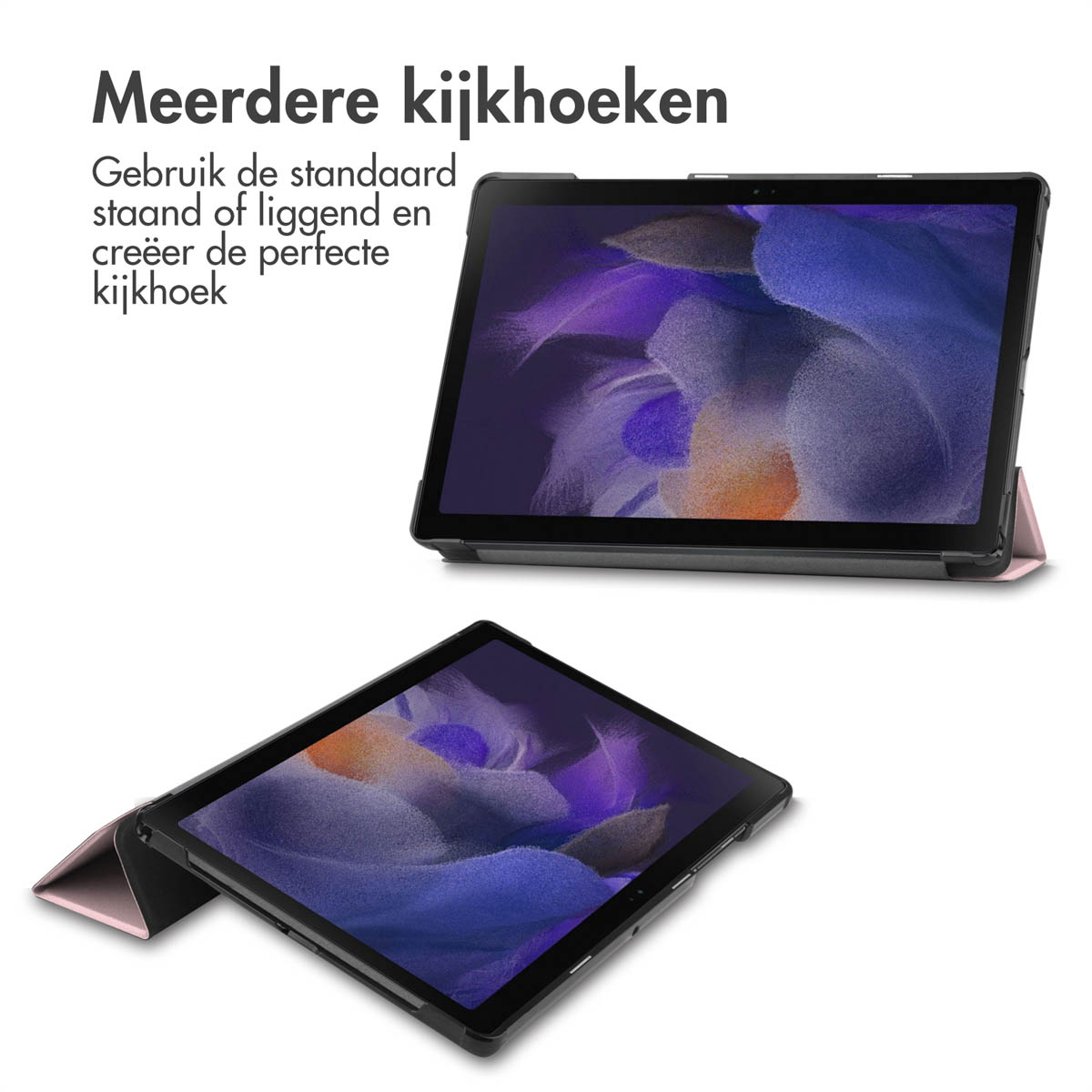Tablets in protective cases, showing different viewing angles.