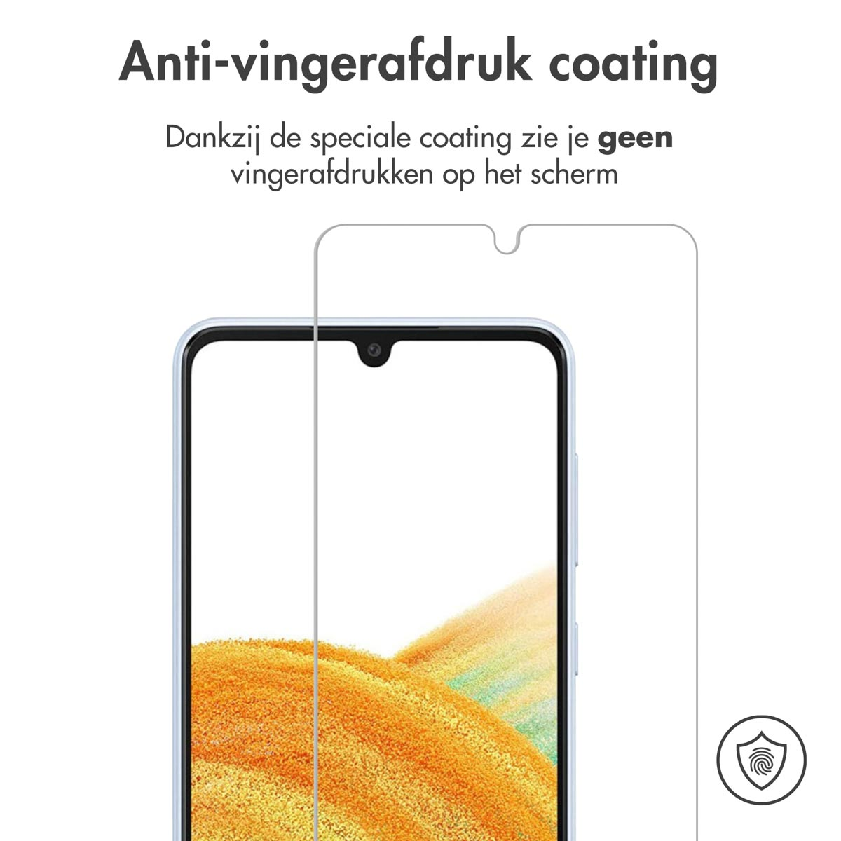 Screenprotector voor telefoon. Het is helder en beschermt tegen vingerafdrukken.