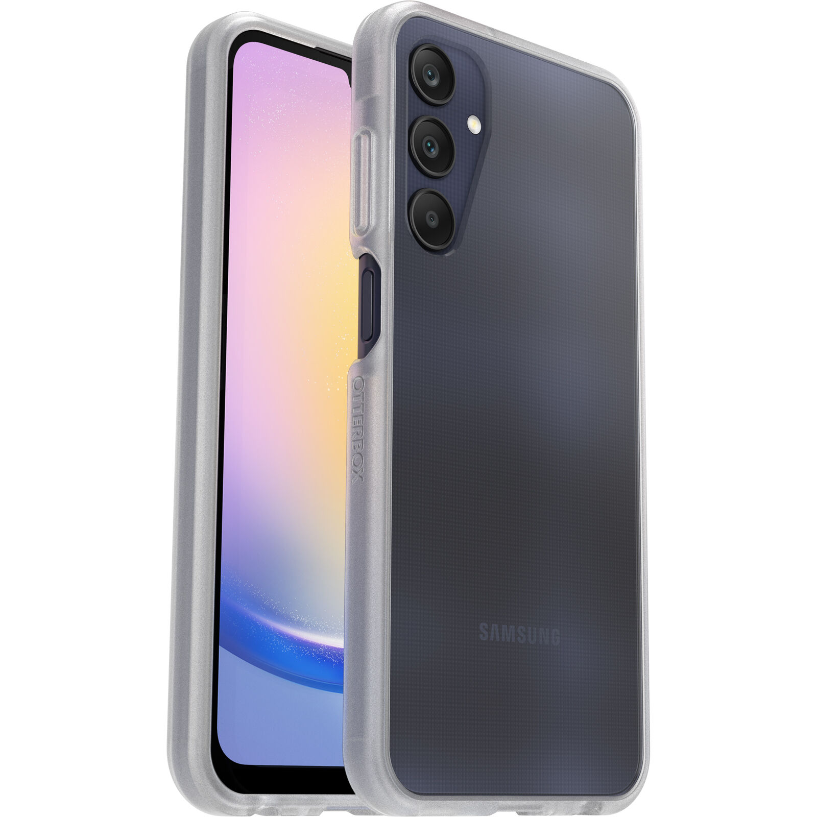 Coque avec téléphone à l'intérieur, la coque est transparente, et le téléphone est visible.