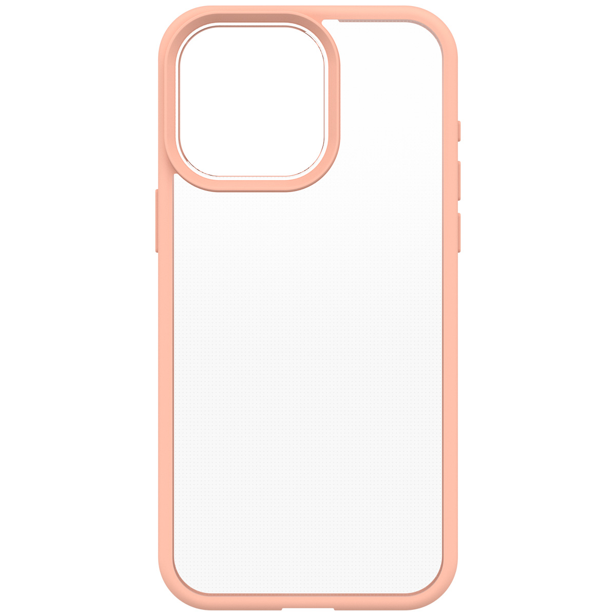 Coque de téléphone transparente avec un cadre rose. C'est une coque de protection simple.