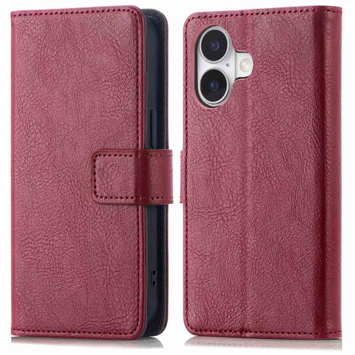 SHIELDON Custodia a Libro Rimovibile per iPhone 16 Pro, Portafoglio in Vera Pelle 2 in 1 con Blocco RFID Cover di Ricarica Wireless Magnetica Antiurto Compatibile con iPhone 16 Pro, Marrone Sella