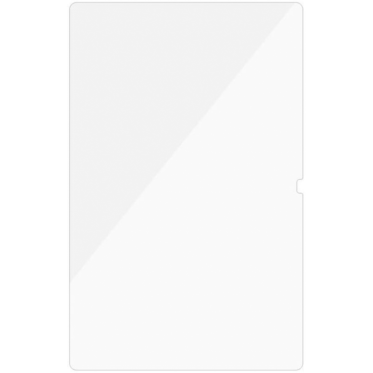 Przezroczysta folia ochronna na ekran. Przezroczysty prostokątny kształt, błyszcząca powierzchnia. Białe tło.