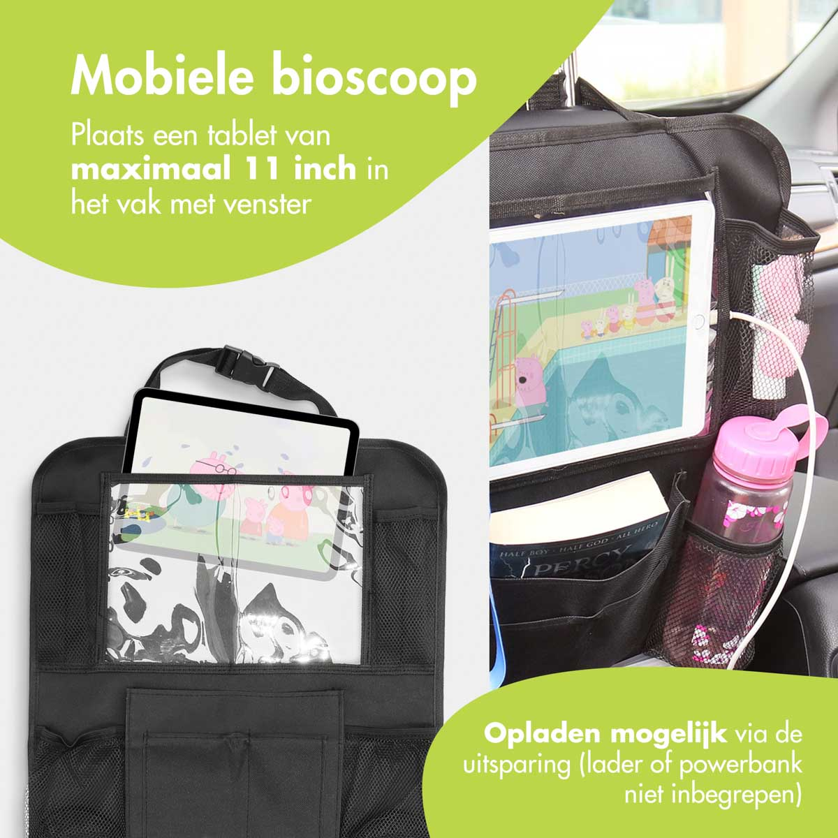 Auto organizer met Tablet houder - Autostoel Organizer met telefoonhouder en bekerhouder auto - Beige