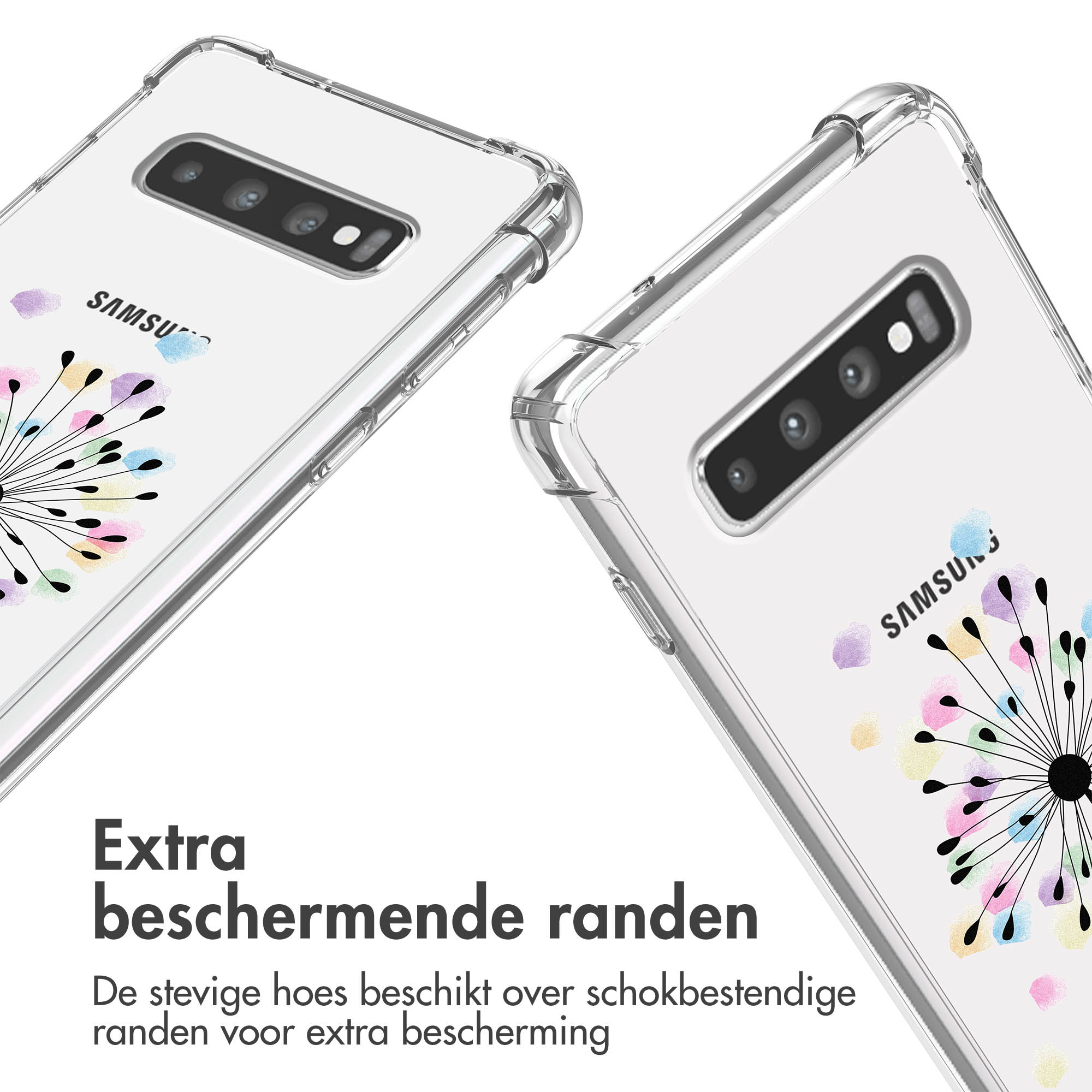 Coques de téléphone transparentes avec un design floral. Le design est multicolore.