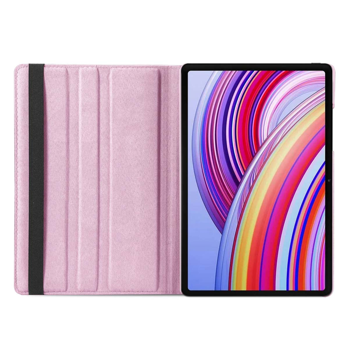 Roze tablethoesje. Tekst: Extra beschermende randen.