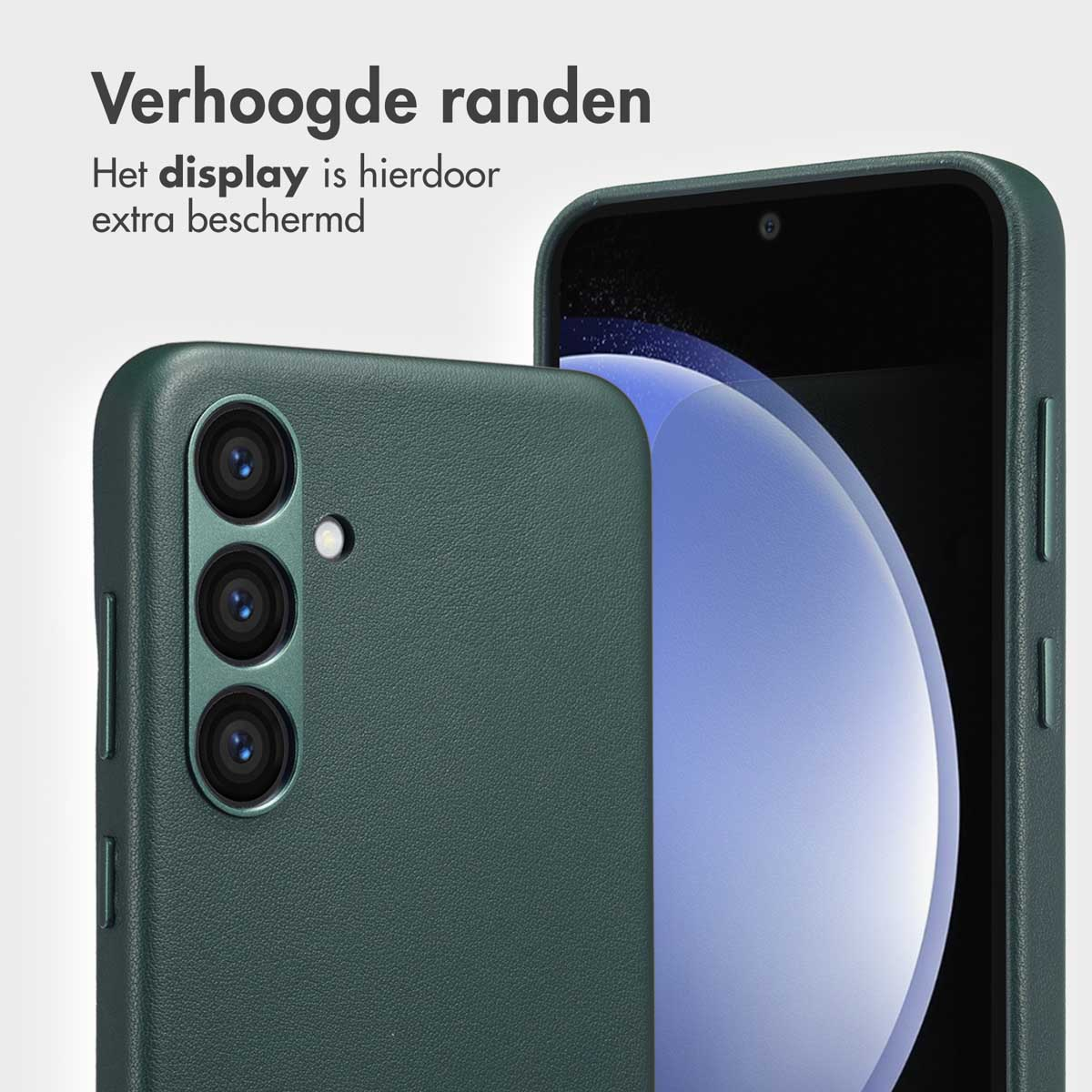 Telefoonhoesje met donkergroene kleur en camera-opstelling.