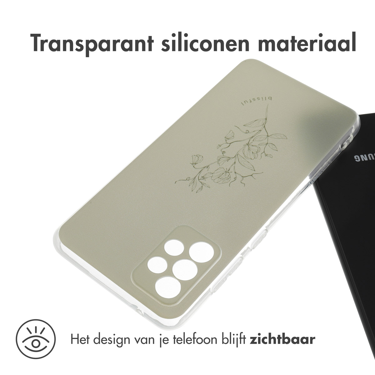 Custodia per telefono con un design floreale. La custodia è verde chiaro.