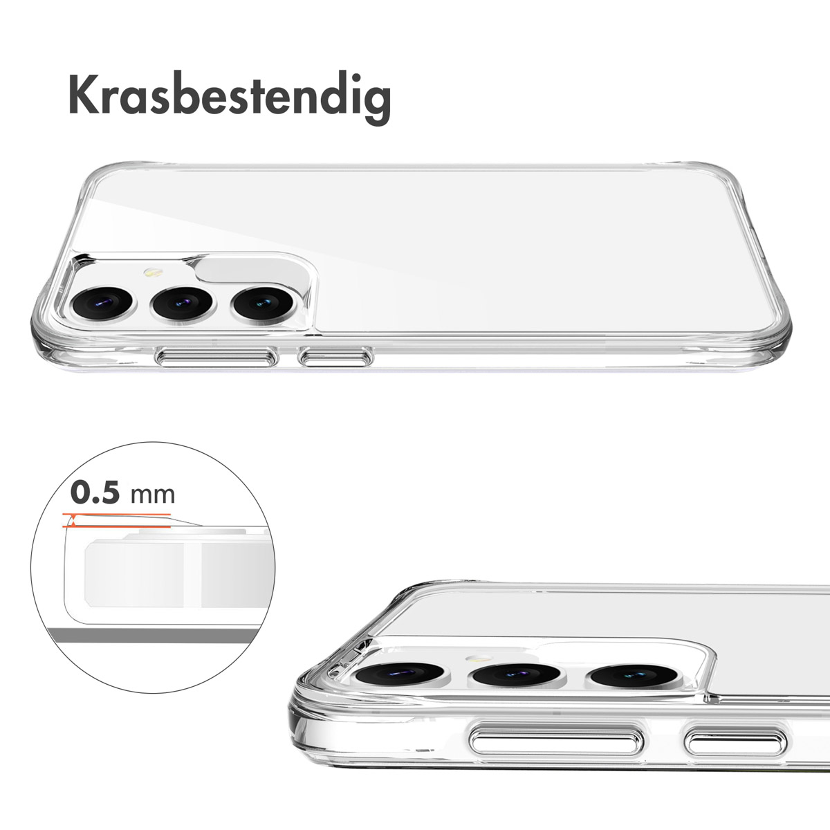 Transparante telefoonhoes, onder- en zijaanzicht. Close-up van de randen.