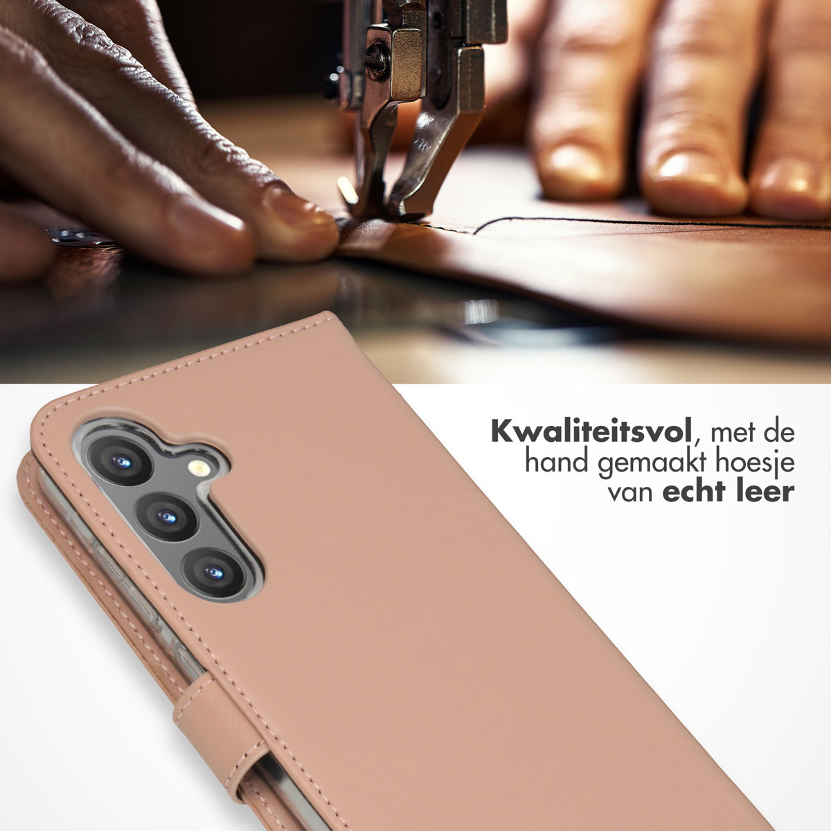 Gros plan d'un étui de téléphone cousu, un téléphone et une machine à coudre.