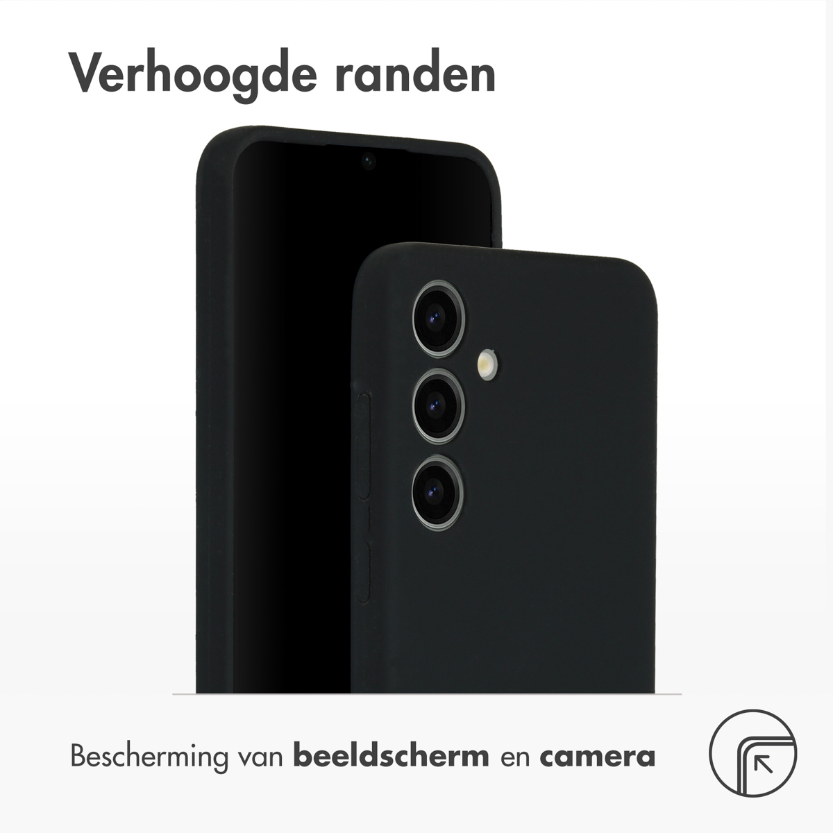Coques de téléphone noires avec bords surélevés pour la protection de l'écran et de la caméra.