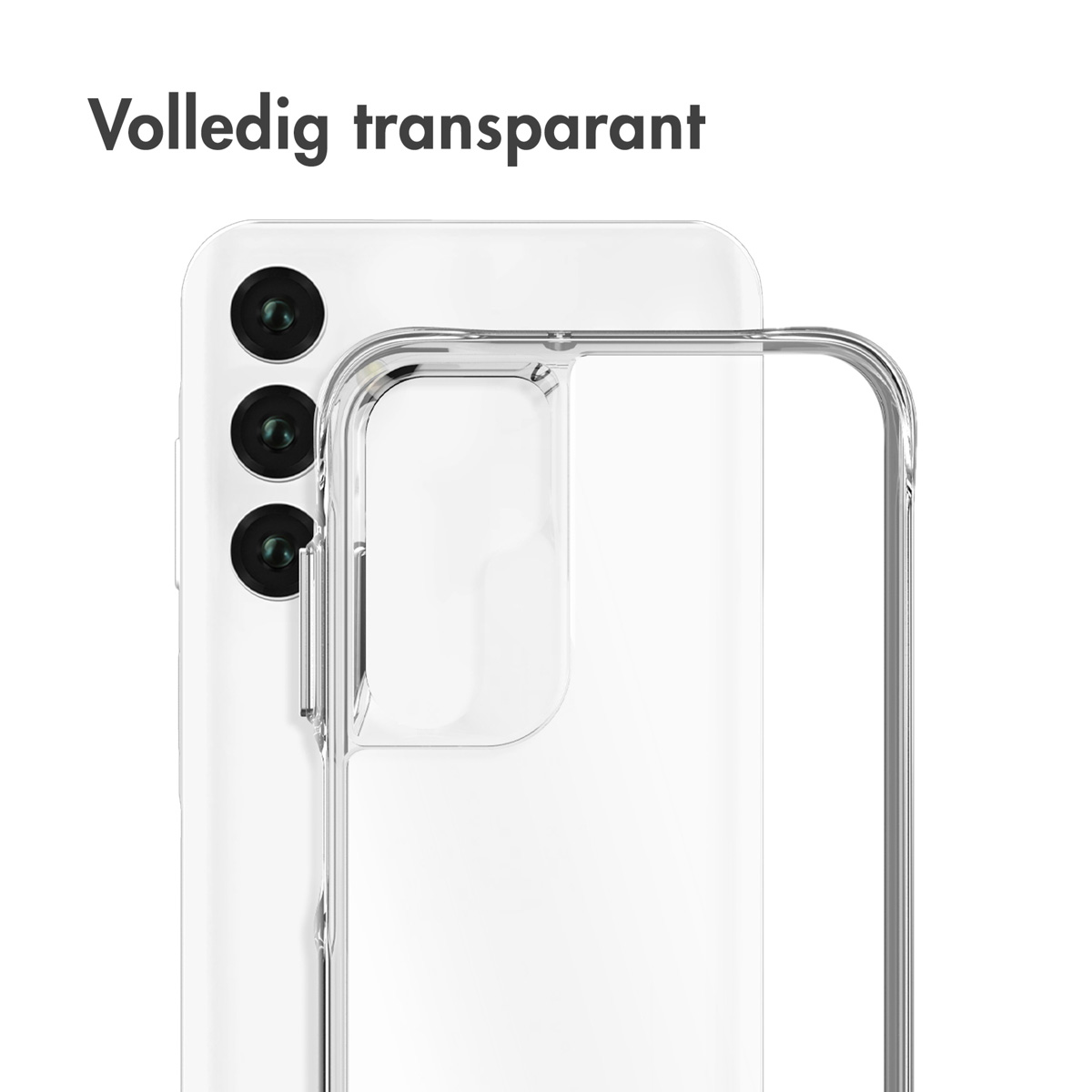 Coque de téléphone transparente montrant la caméra du téléphone. La coque est transparente.