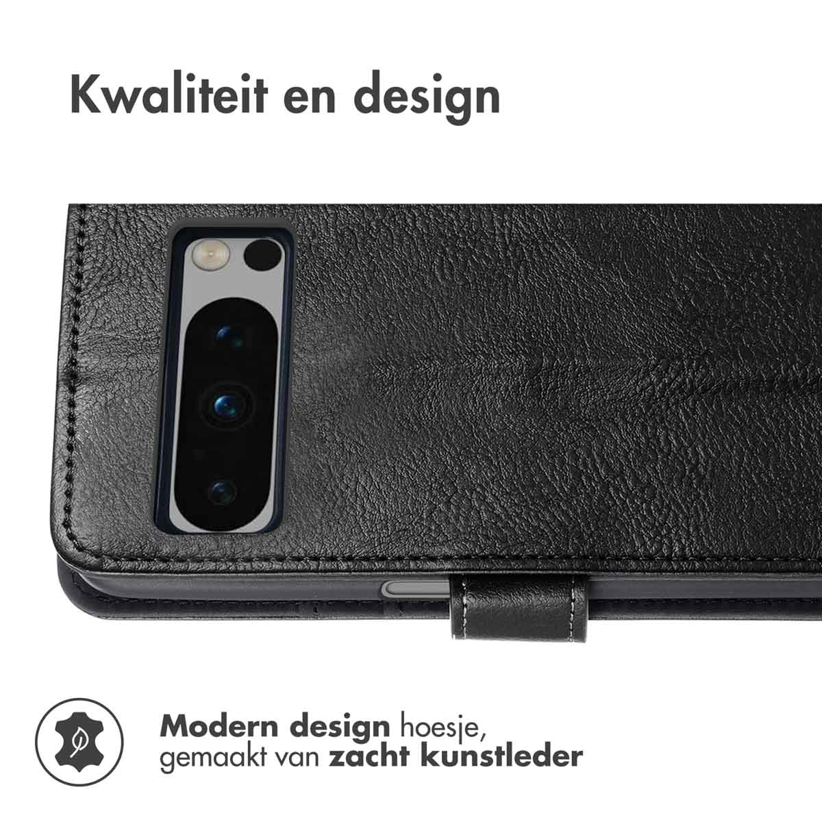 Étui de téléphone noir avec un téléphone à l'intérieur. L'étui est en cuir.