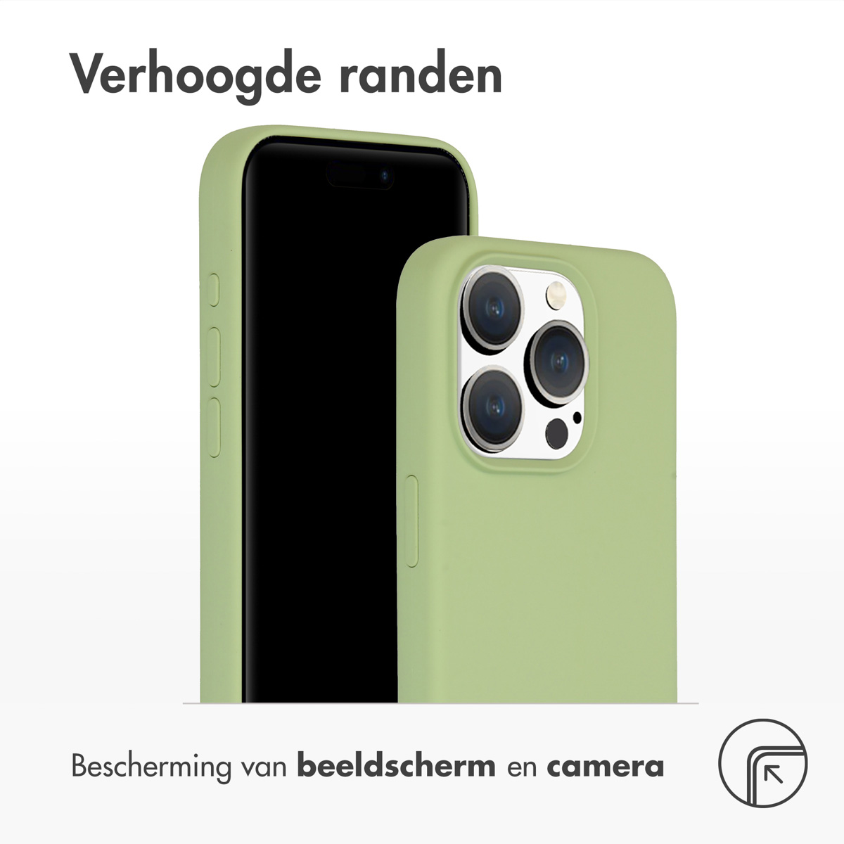 Zwei Telefone mit grünen Hüllen, eines steht und das andere dahinter.