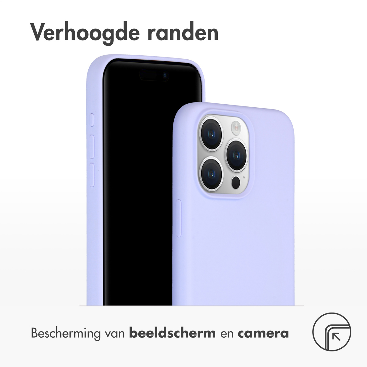 Paarse telefoonhoes en telefoon. Scherm- en camerabescherming.