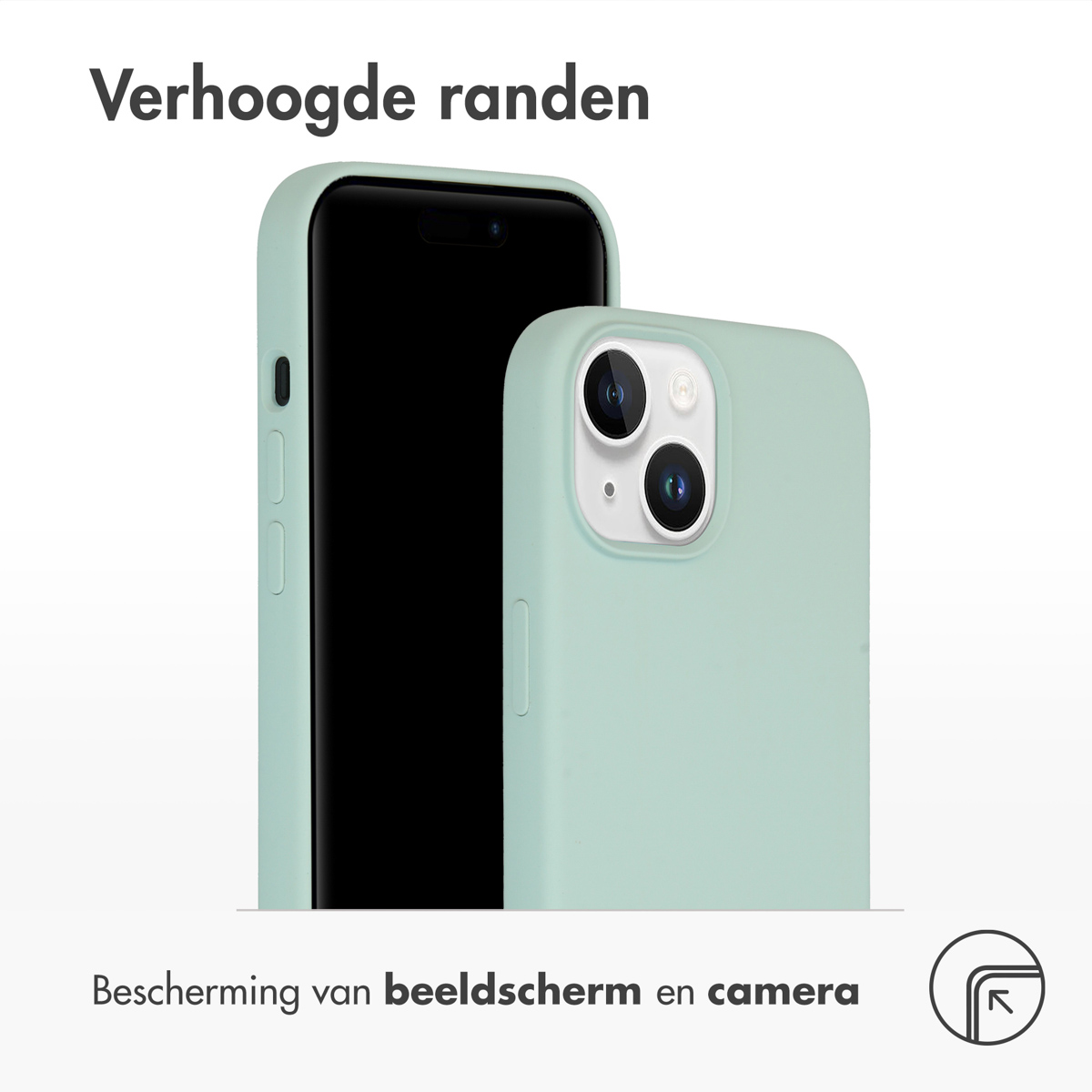 Twee telefoons in beschermhoesjes. Eén is zwart, de andere is mintgroen.