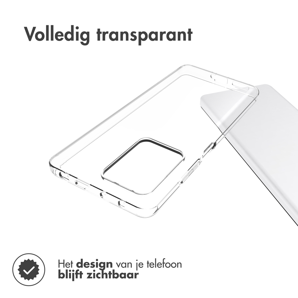 Custodia trasparente per telefono. La custodia è trasparente, consentendo al design del telefono di rimanere visibile.