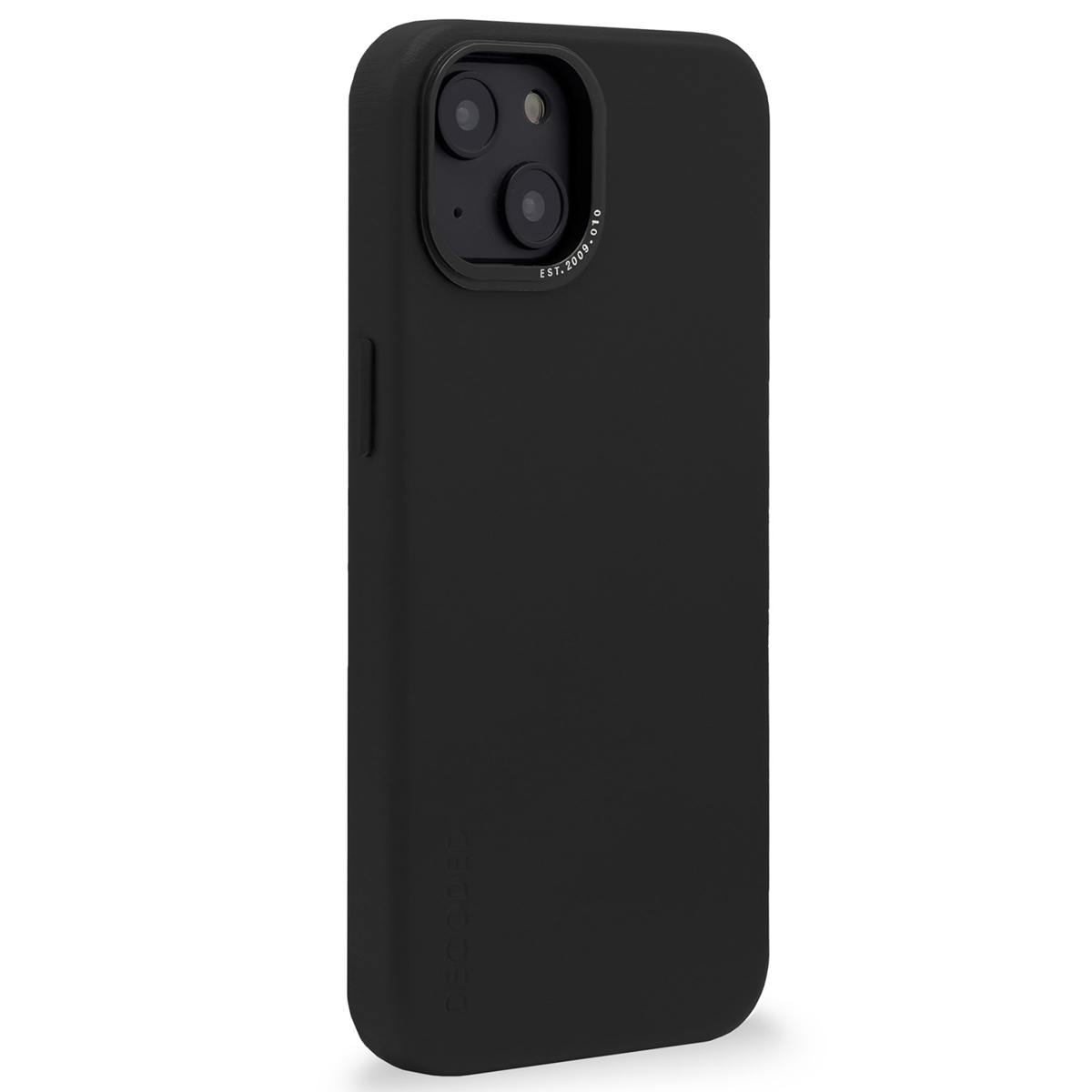 Custodia per telefono nera con tre ritagli per fotocamera, un pulsante laterale e la parola "KaseMe" in basso.
