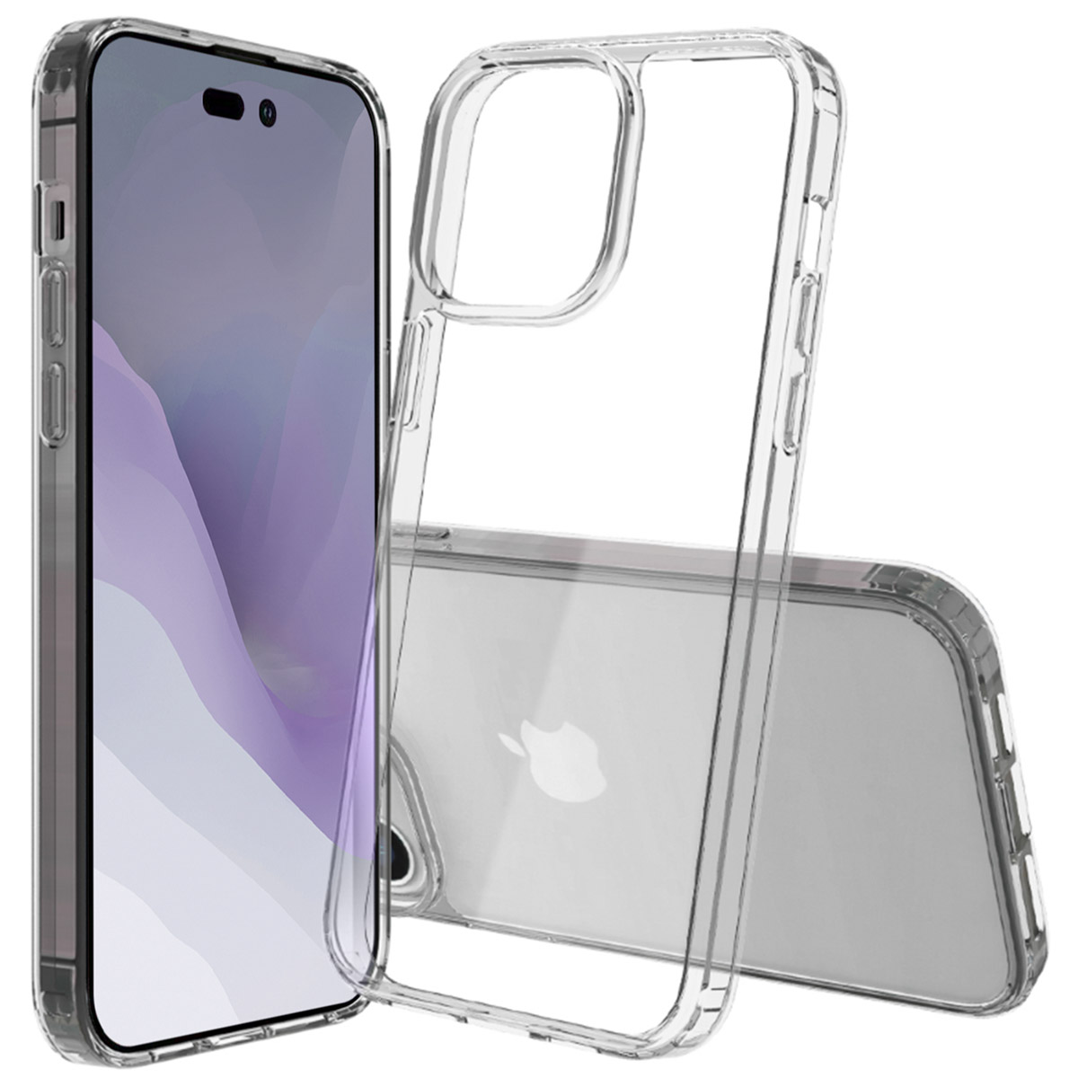 Un téléphone avec une coque transparente. Le téléphone est dans une coque transparente.