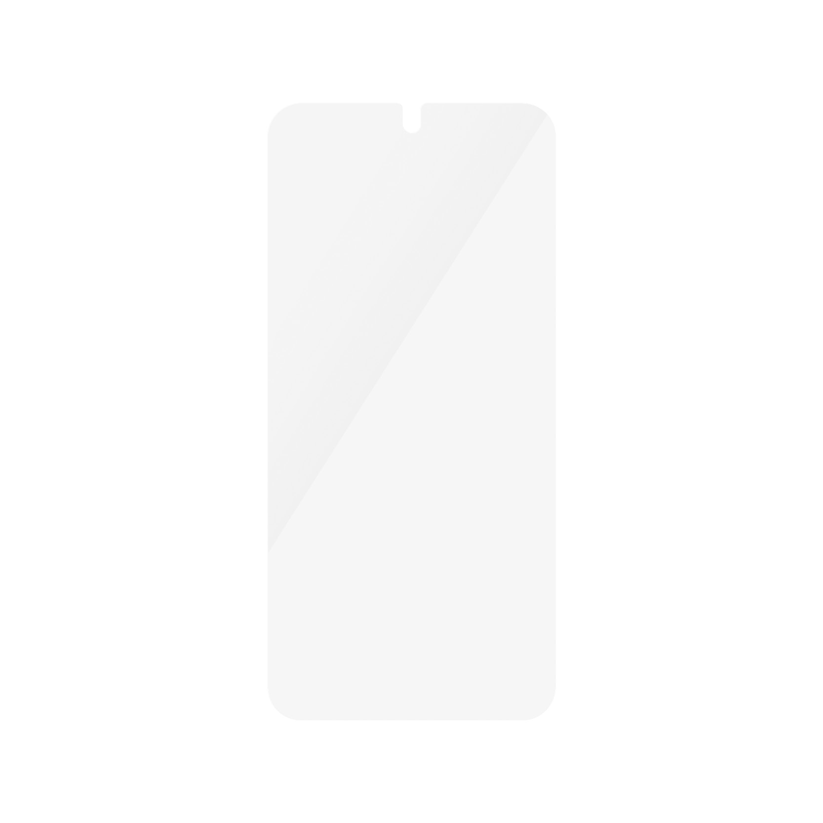 Clear screen protector on white background.