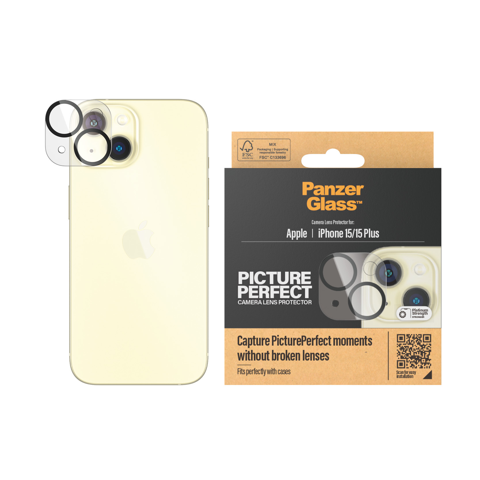 Protecteurs d'objectifs d'appareil photo et boîte d'emballage. Les protecteurs sont transparents et pour les objectifs de l'appareil photo du téléphone.