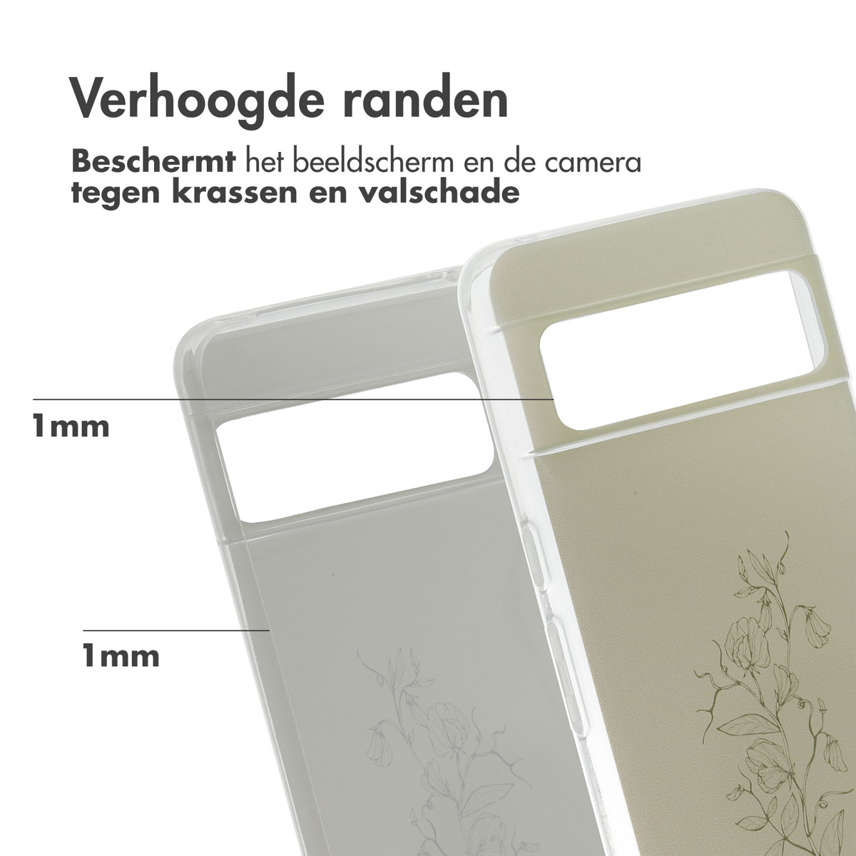Twee telefoonhoesjes. De hoesjes zijn transparant en hebben een design. De hoesjes hebben een rand van 1mm.
