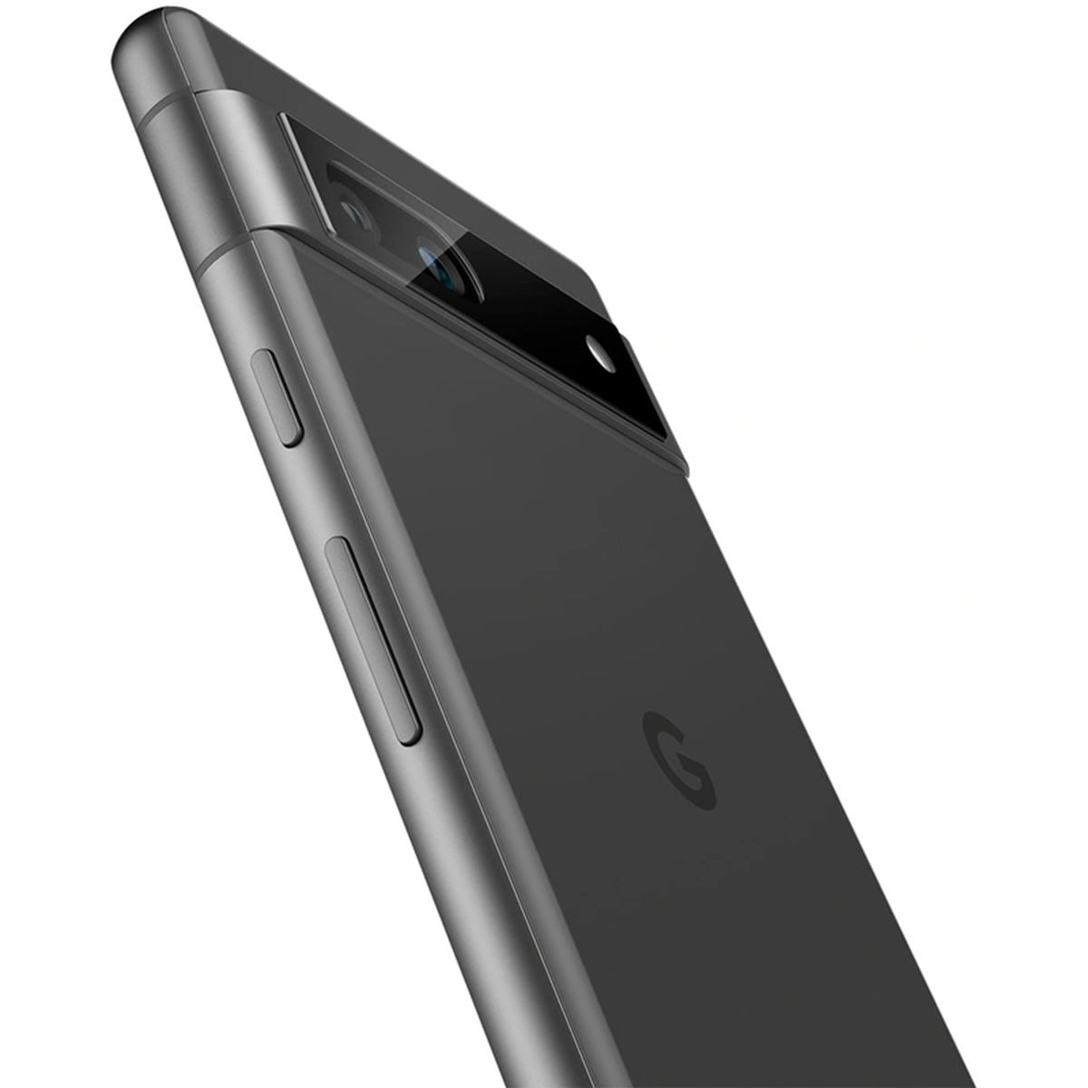 Coque de téléphone noire. Le téléphone est noir et porte le logo Google.