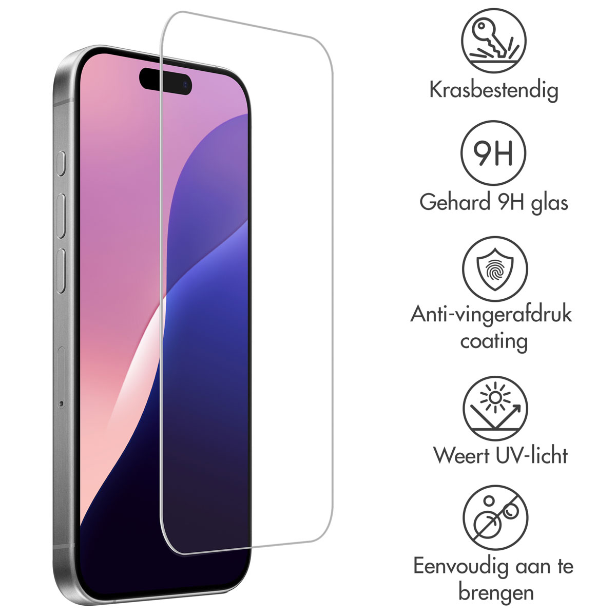 Téléphone avec protection d'écran. La protection et le téléphone sont présentés.