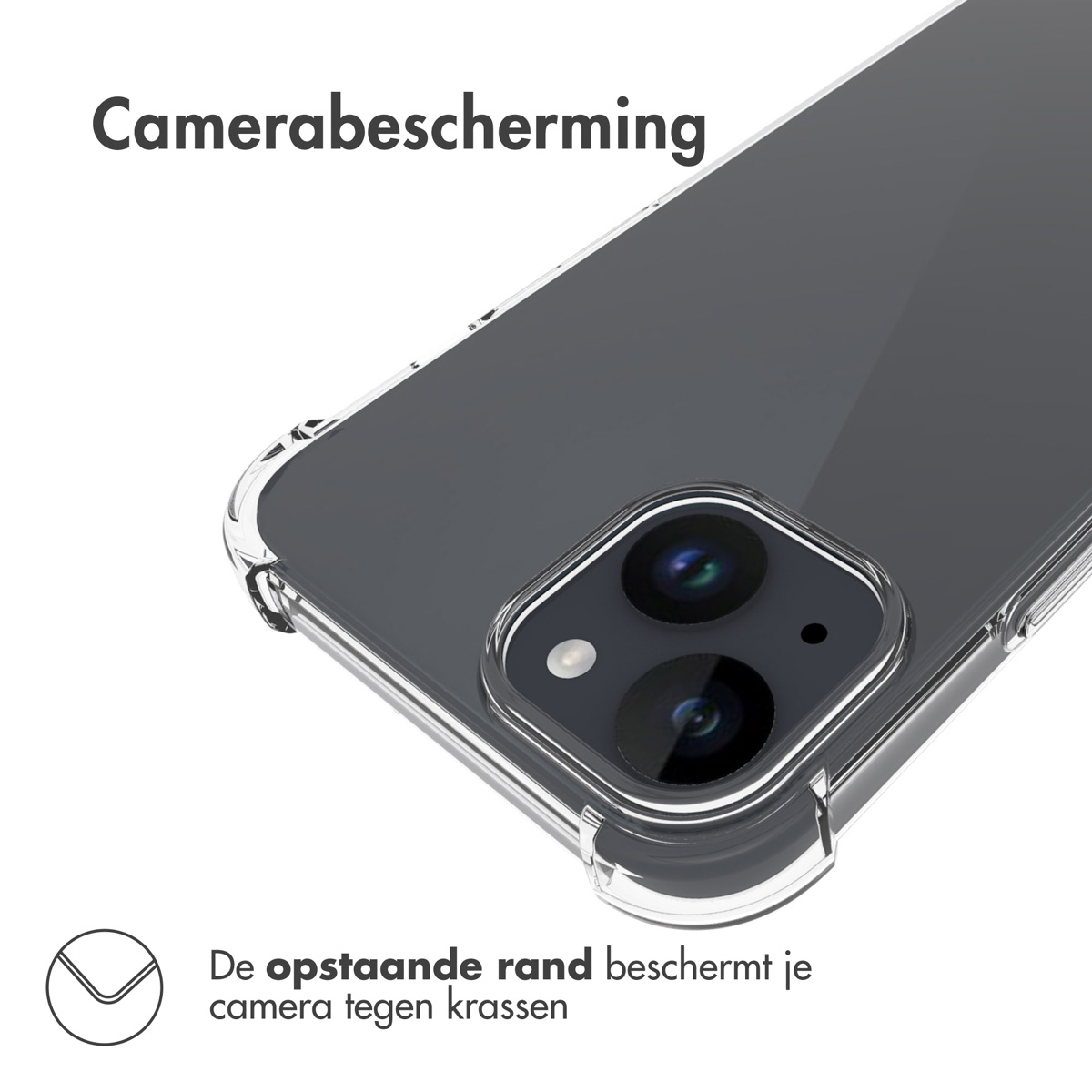 Clear phone case, showing the back of the phone. The case protects the camera.