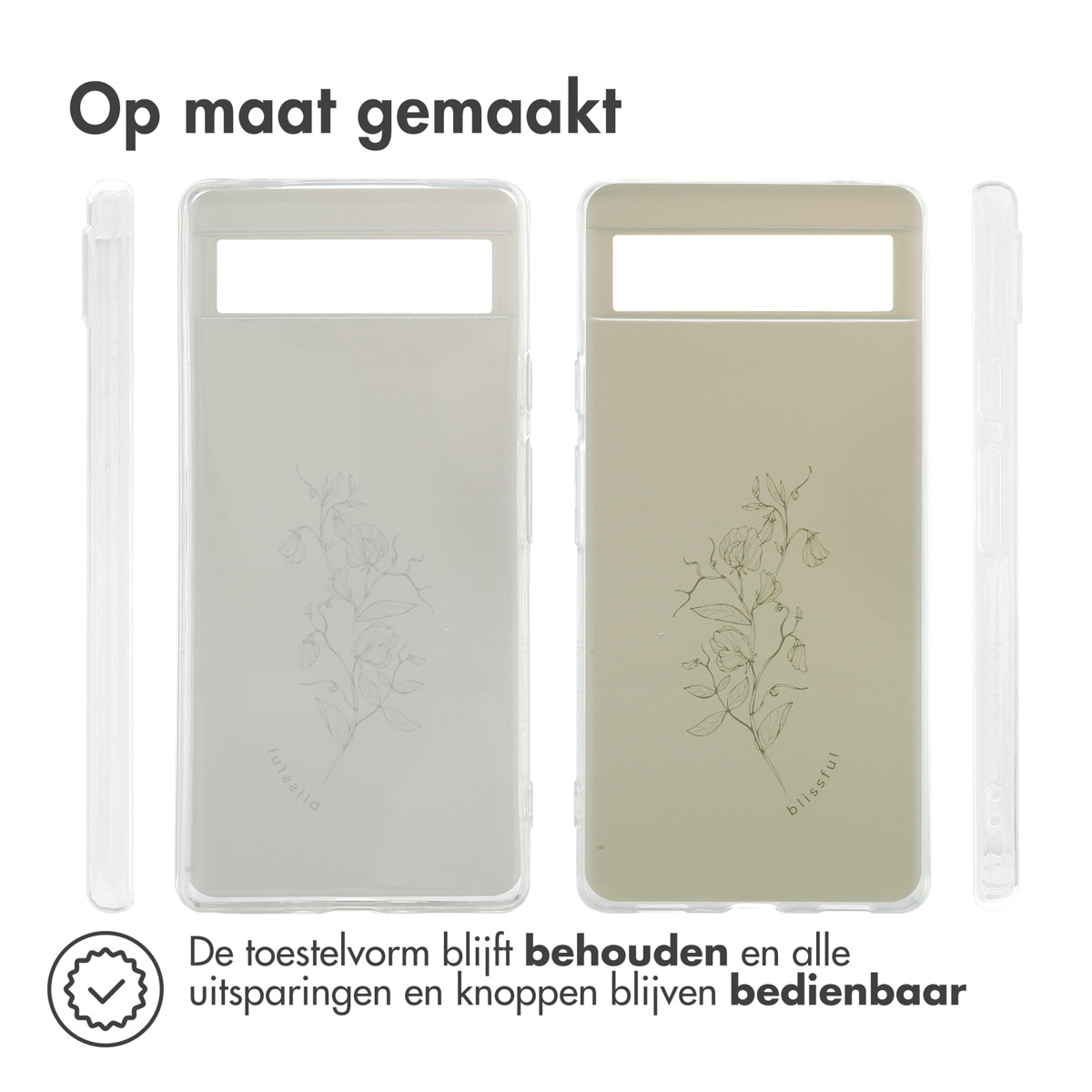 Transparante telefoonhoesjes met bloemenontwerp. Behoudt de vorm van de telefoon.