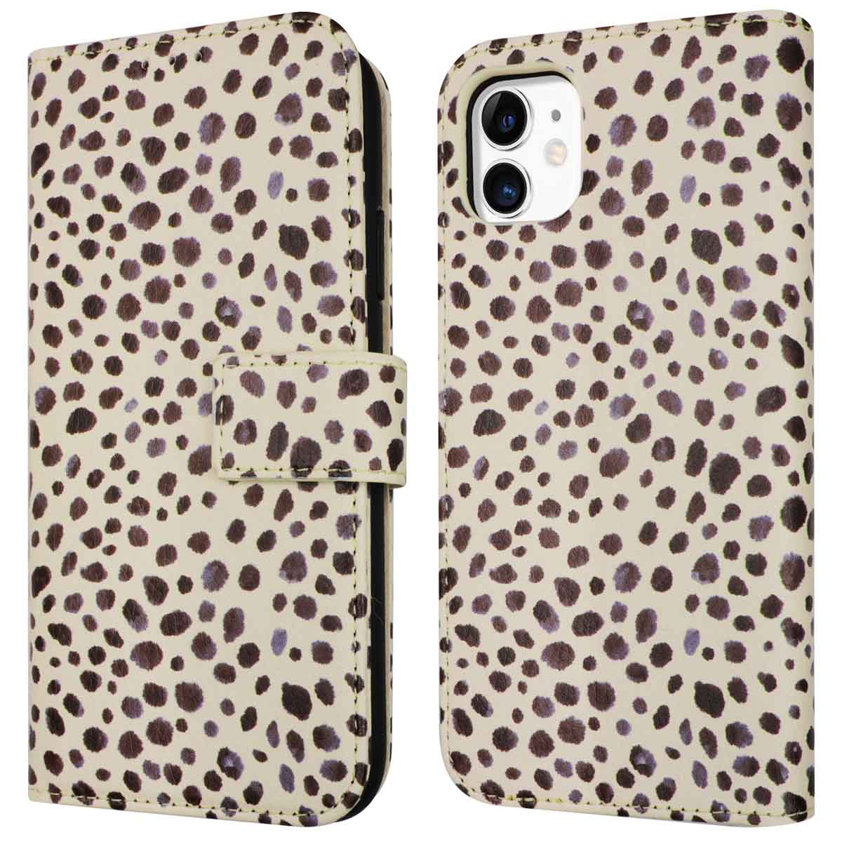 Open telefoonhoesje met een luipaardprint design. De telefoon is niet zichtbaar.