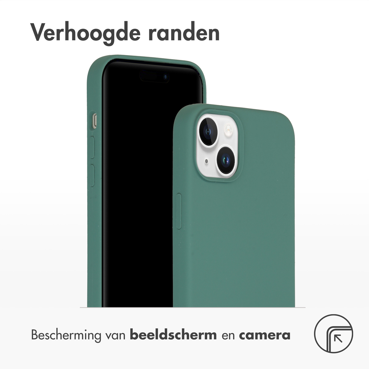 Groene telefoonhoes op een zwarte telefoon. Witte achtergrond.