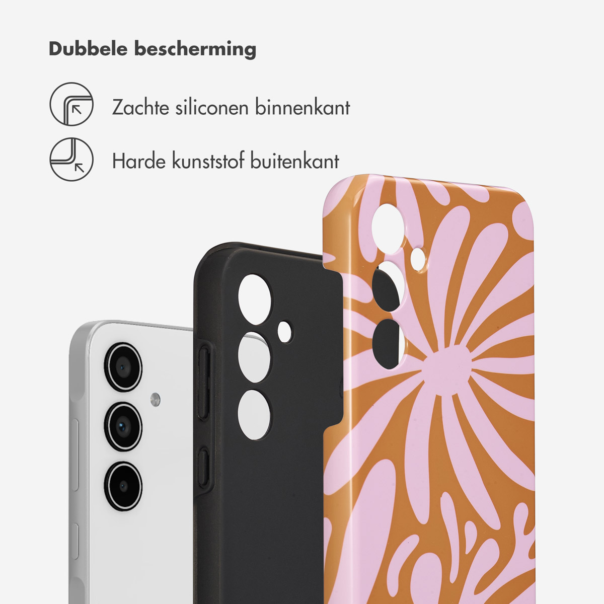Coque de téléphone à double protection : silicone souple à l'intérieur, plastique dur à l'extérieur.
